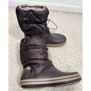 Crocs Crocband Brown Winter Puff Insulated Rain Snow Boots Pull-On Women's 9M